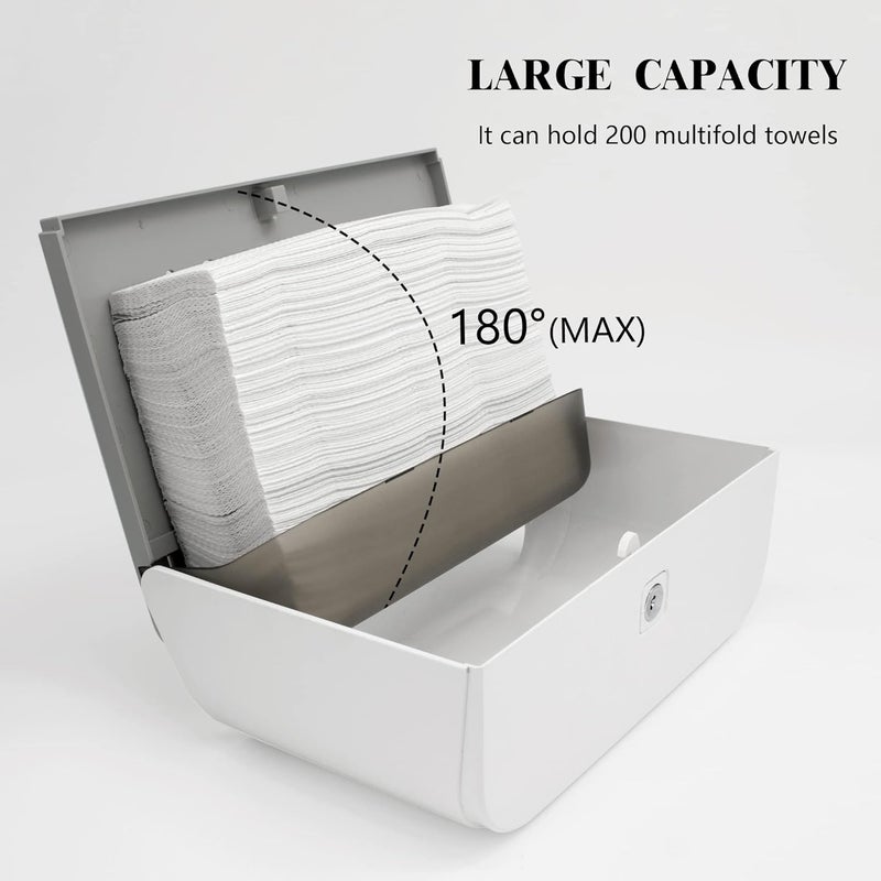 HANFINDA Commercial Wall-Mounted Paper Towel Dispenser with Visual Window and Lockable Design Perfect for Multifold Trifold Paper Towels - Image 2